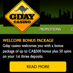 Gday Canada deposit bonus