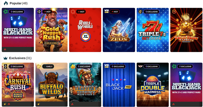 BetOnline Casino games