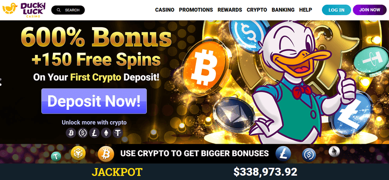 DuckyLuck Casino homepage screenshot