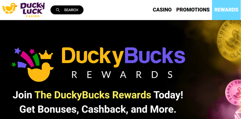 DuckyLuck Casino loyalty rewards screenshot