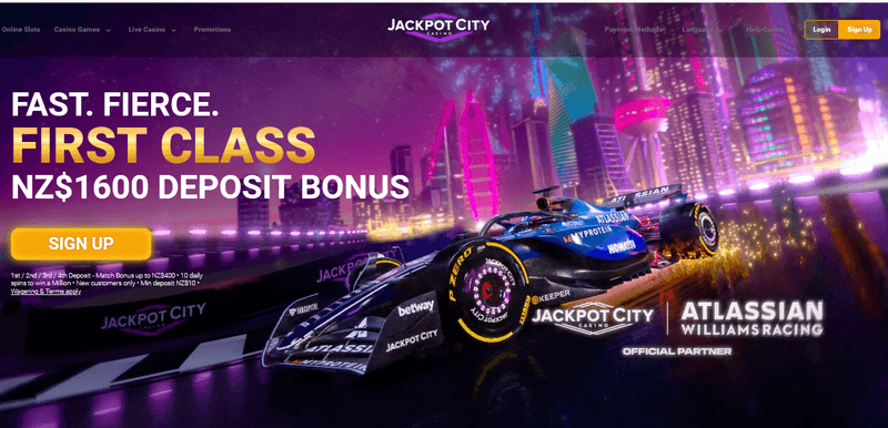 Screenshot of the Jackpot City Casino homepage