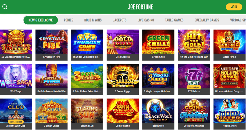 Joe Fortune Casino games
