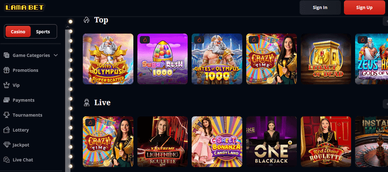 Lamabet Casino games