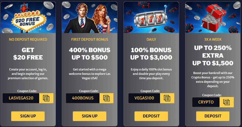 Las Vegas USA Casino bonuses screenshot