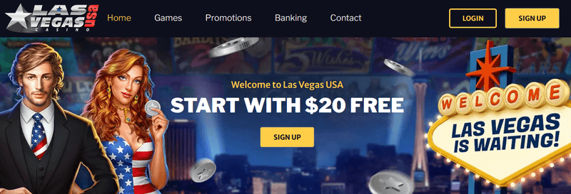 Las Vegas USA Casino homepage screenshot
