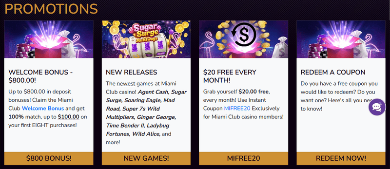 Miami Club Casino promotions
