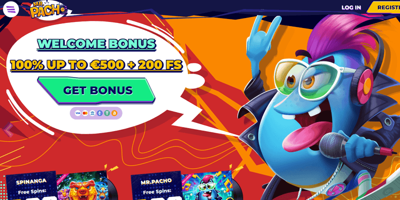 Screenshot of the MrPacho Casino homepage