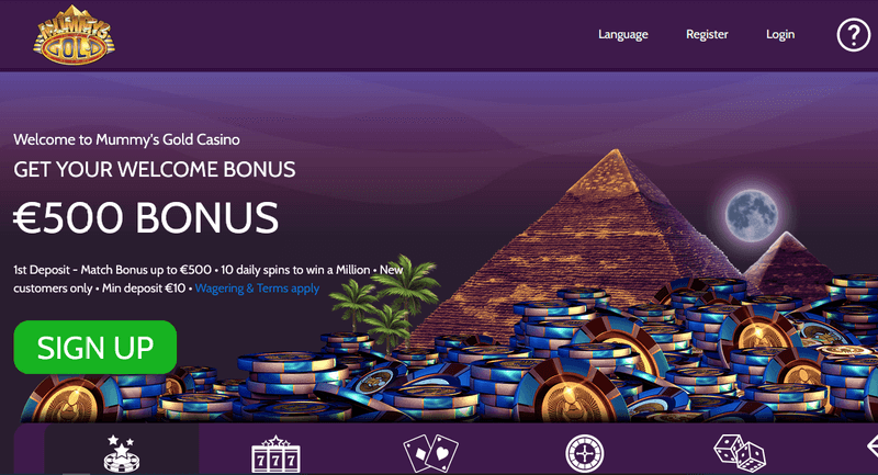 Mummys Gold Casino lobby screenshot