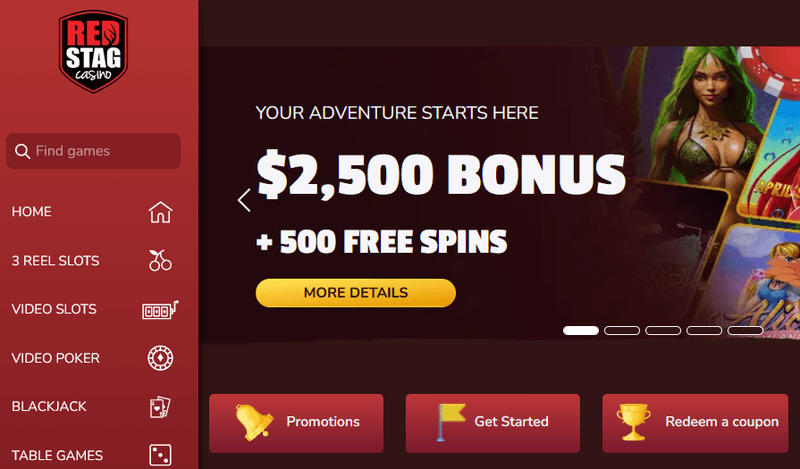 Red Stag Casino lobby screenshot
