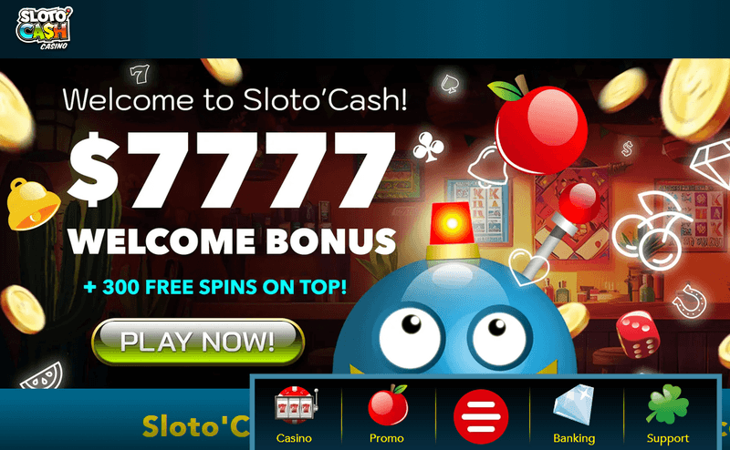 Screenshot of the Sloto'Cash Casino homepage