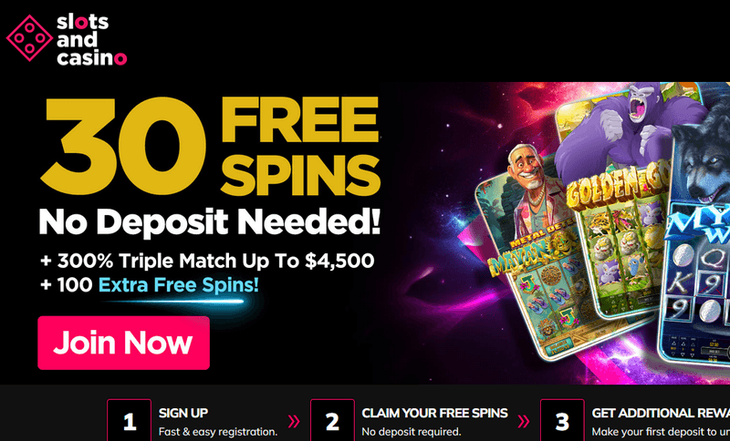 SlotsandCasino homepage screenshot