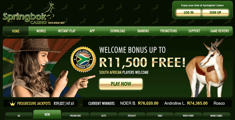 Springbok Casino Homepage