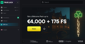 Trueluck Casino homepage screenshot