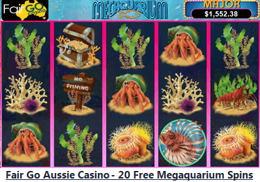 Fair Go, Australian online casino, free spins on Megaquarium